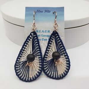 183- Handmade Drop Design Eco-friendly Acai Earrings NWT